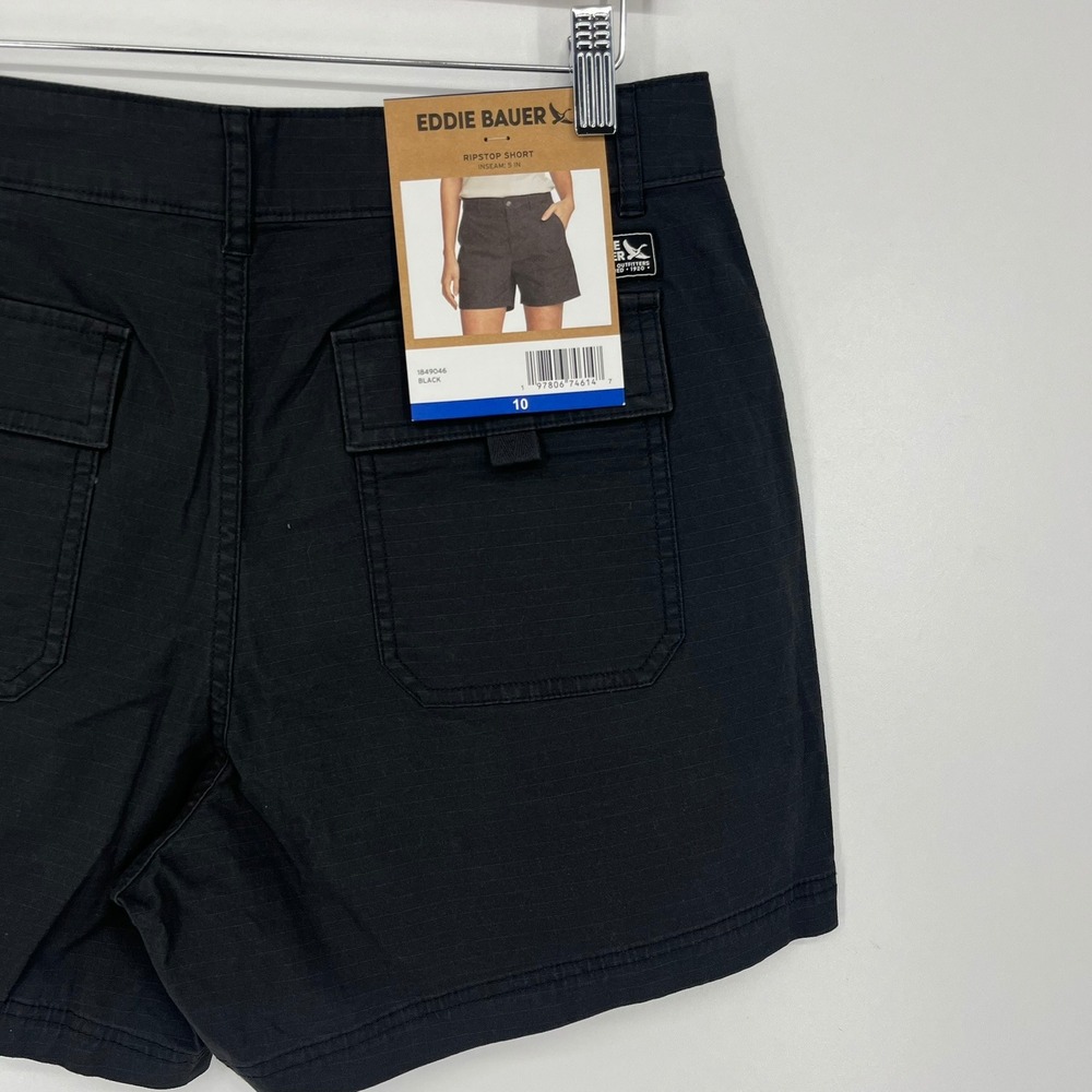 Eddie Bauer Womens Black Ripstop Utility Shorts Size 10 1849046 5" Inseam NEW - Picture 6 of 14